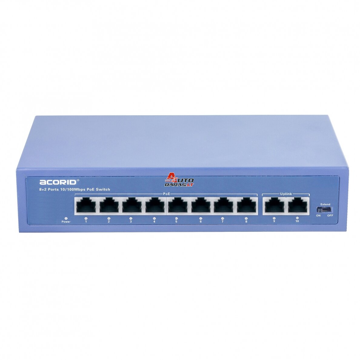 10 prievadų komutatorius Acorid CS1110P (8 PoE, 2 Uplink, 2 Gbps)