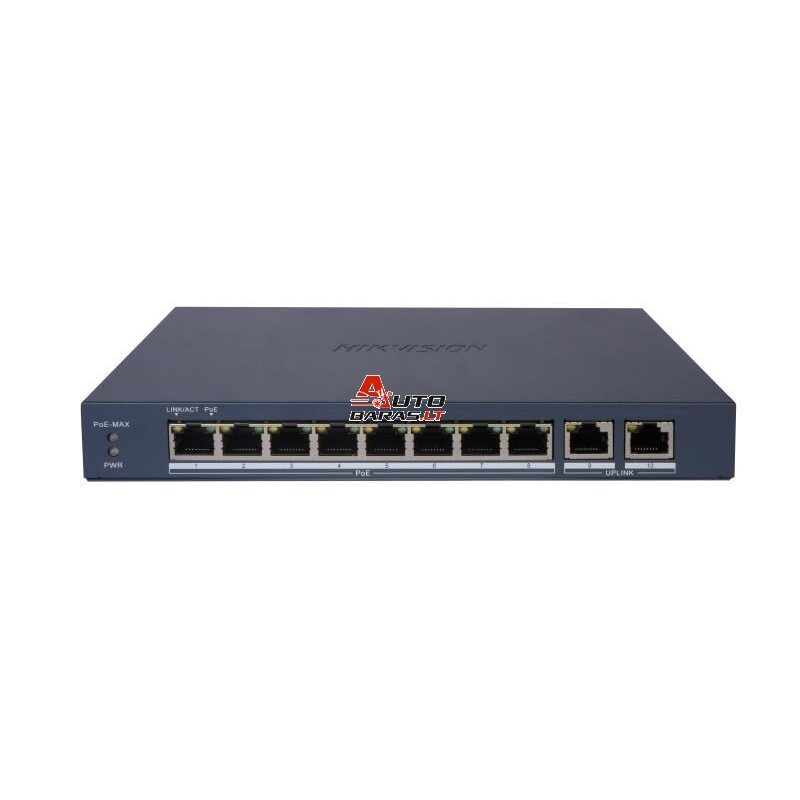 10 prievadų, 8 PoE komutatorius Hikvision DS-3E1510P-EI/M(B)