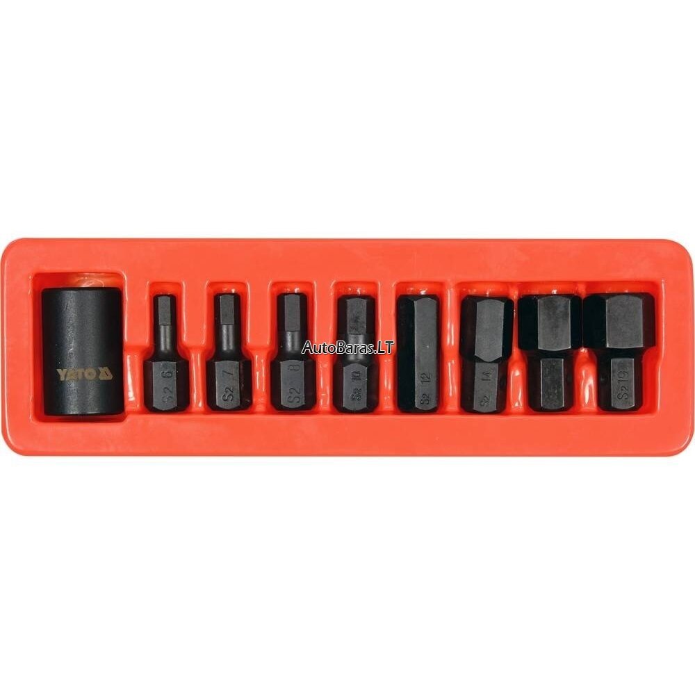 YATO 1/2" Galvučių smūginių su antgaliais rinkinys (HEX) (9vnt)