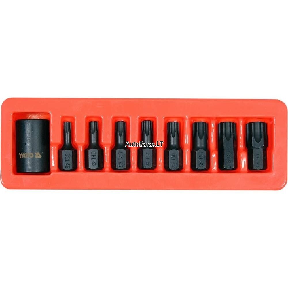 YATO 1/2" Galvučių smūginių su antgaliais rinkinys (torx) (9vnt)