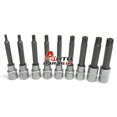 1/2" + 3/8" Galvučių su antgaliais rinkinys (RIBE) 9vnt.