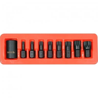 YATO 1/2" Galvučių smūginių su antgaliais rinkinys (SPLINE) (9vnt)