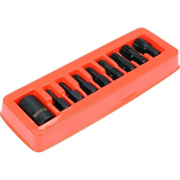YATO 1/2" Galvučių smūginių su antgaliais rinkinys (SPLINE) (9vnt) 1
