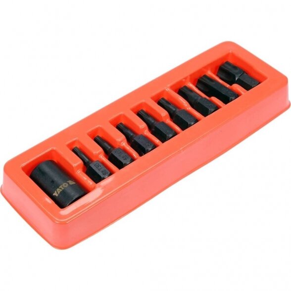 YATO 1/2" Galvučių smūginių su antgaliais rinkinys (torx) (9vnt) 1