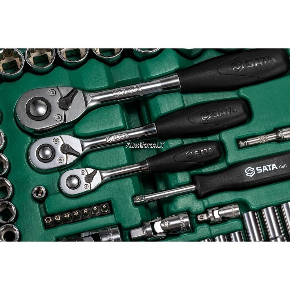 SATA 1/4" + 3/8" + 1/2" Galvučių ir raktų rinkinys 150vnt. 2