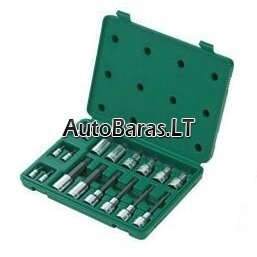 1/4" + 1/2" Galvučių su antgaliais rinkinys (SPLINE) 18vnt.