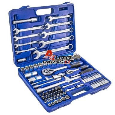 1/4" + 1/2" Galvučių ir raktų rinkinys 82vnt. 1/4" + 1/2" Galvučių ir raktų rinkinys 82vnt.