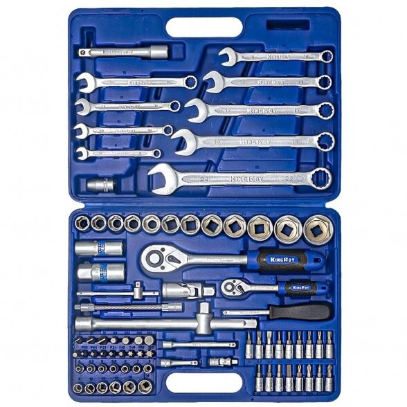 1/4" + 1/2" Galvučių ir raktų rinkinys 82vnt. 1