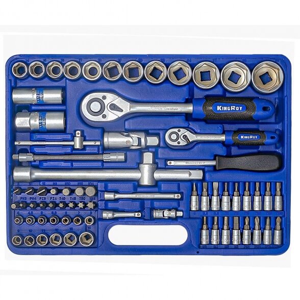 1/4" + 1/2" Galvučių ir raktų rinkinys 82vnt. 3
