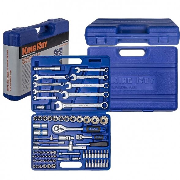 1/4" + 1/2" Galvučių ir raktų rinkinys 82vnt. 5