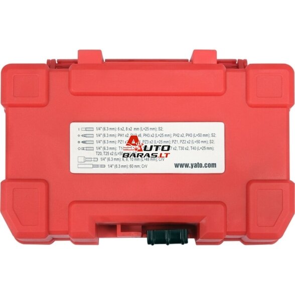 YATO 1/4" Smūginių keičiamų antgalių rinkinys (PLOKŠČIAS,PZ,PH,TORX) 54vnt. 3