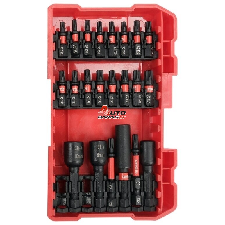 YATO 1/4" Smūginių keičiamų antgalių rinkinys (PLOKŠČIAS,PZ,PH,TORX) 54vnt. 1