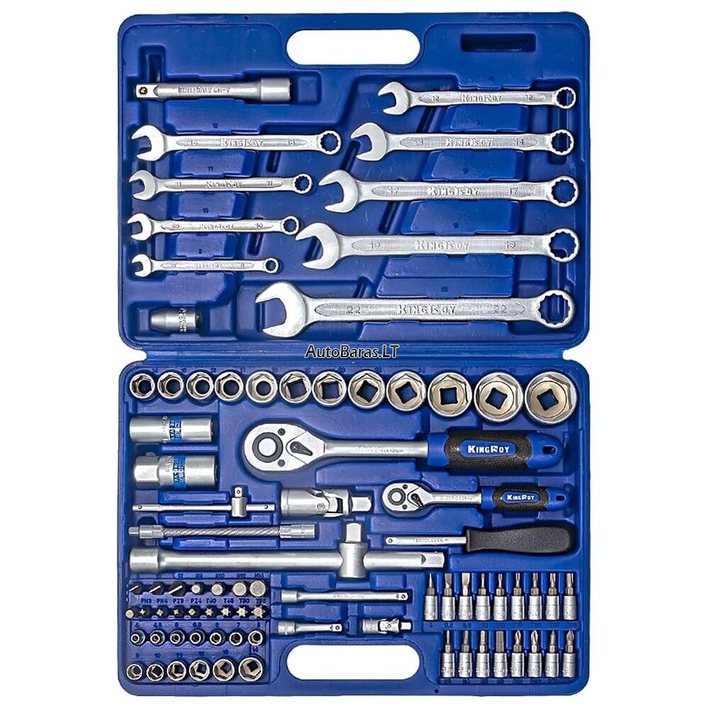 1/4" + 1/2" Galvučių ir raktų rinkinys 82vnt. 1