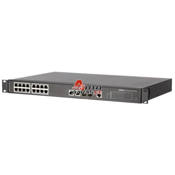 16 prievadų, 16 PoE prievadų komutatorius Dahua PFS4218-16ET-190 (L2, 2xSFP, 2xGigabit, 190W)