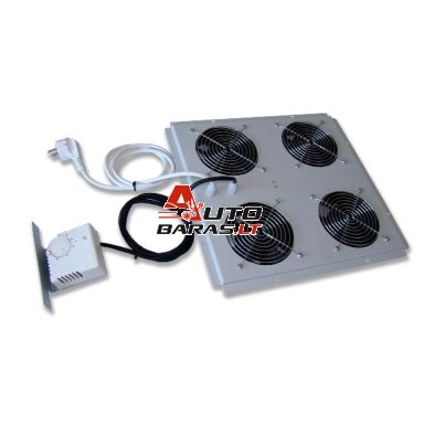19" ventiliatorių blokas FAN-4W-1032 (1U, 4 ventiliatoriai, termostatas, LCD)