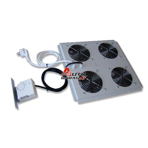 19" ventiliatorių blokas FAN-4W-1032 (1U, 4 ventiliatoriai, termostatas, LCD)