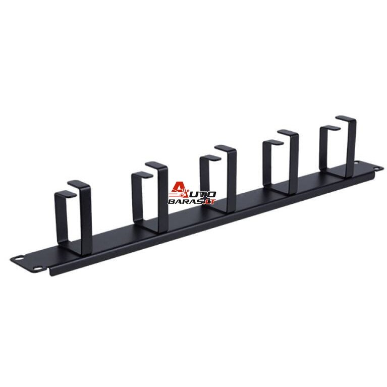 19" kabelių tvarkymo panelė LK-CM-0042 (1U, 5 žiedai)