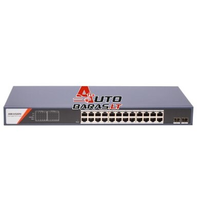 26 prievadų, 24 PoE prievadų komutatorius Hikvision DS-3E1526P-SI-24P2F 26 prievadų, 24 PoE prievadų komutatorius Hikvision DS-3E1526P-SI-24P2F
