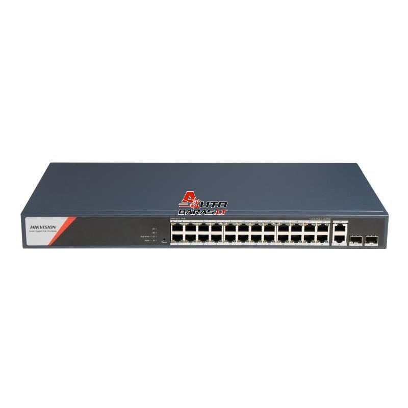 26 prievadų, 24 PoE prievadų komutatorius Hikvision DS-3E1528HP-SI-24P2T2F