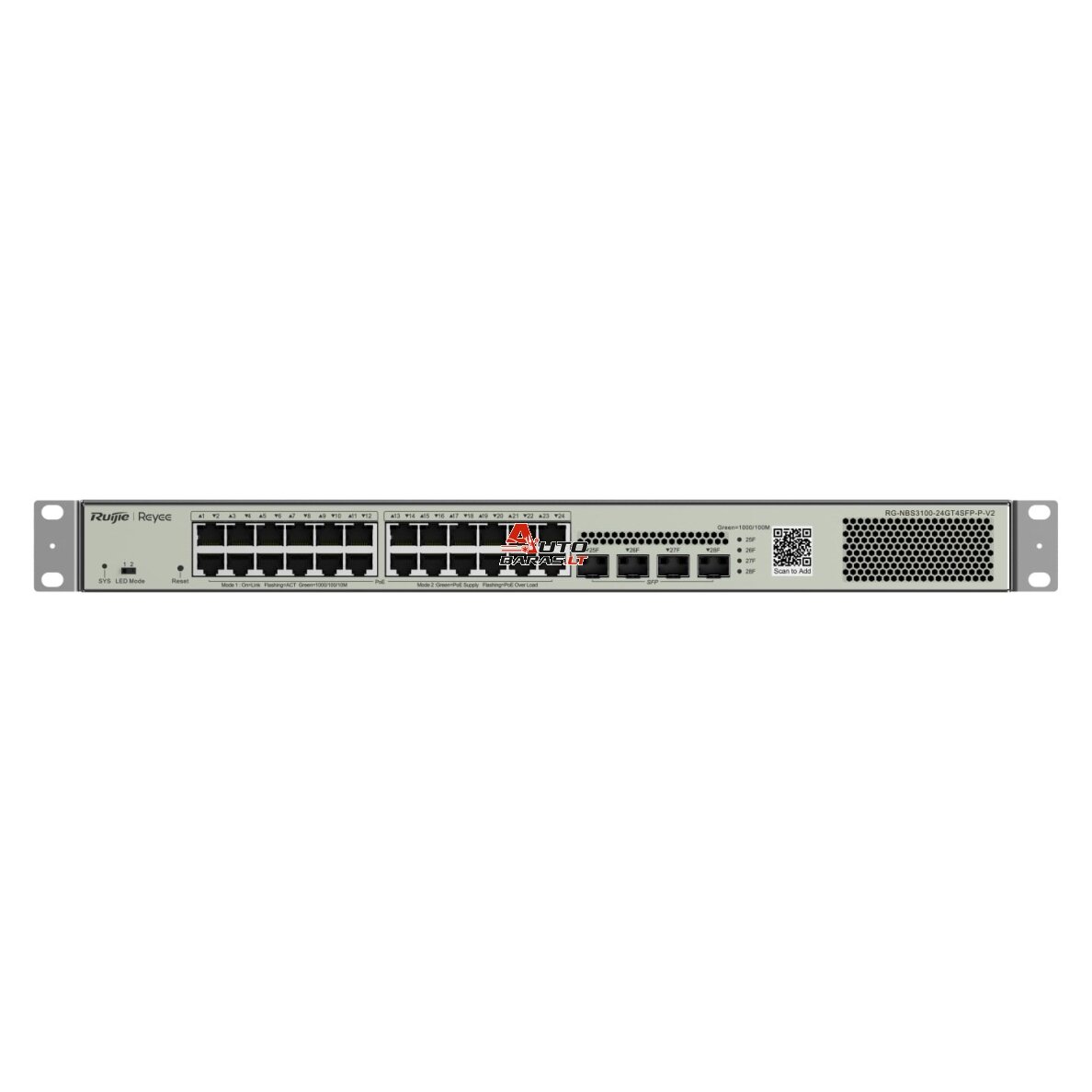 28 prievadų komutatorius Ruijie Reyee RG-NBS3100-24GT4SFP-P-V2 (Valdomas, Layer 2, 24 x PoE+)