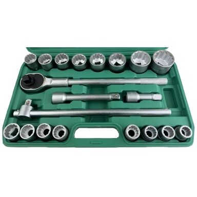 3/4" Galvučių rinkinys 21vnt. (12-kampė)(19-50mm) 3/4" Galvučių rinkinys 21vnt. (12-kampė)(19-50mm)