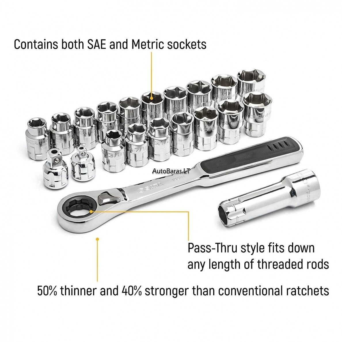 SATA 3/8" Galvučių rinkinys 21vnt. 2