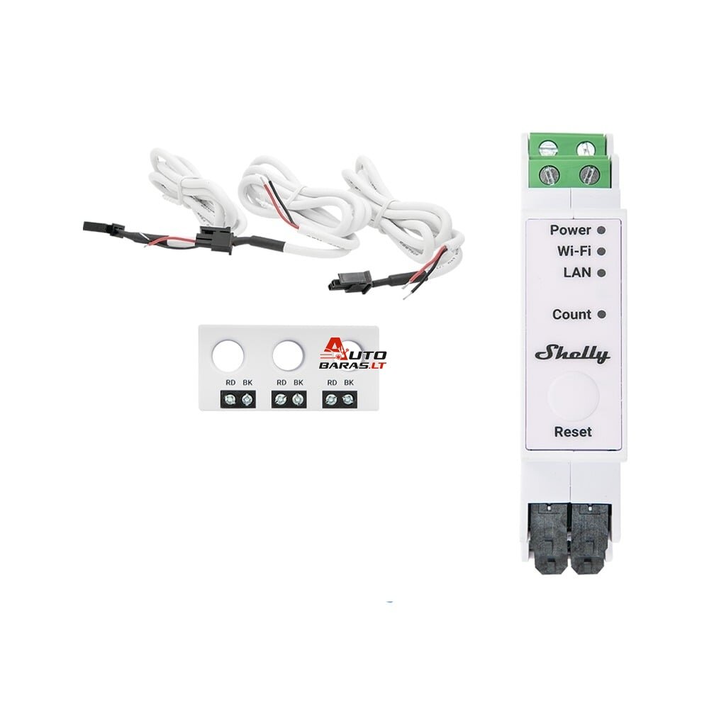 3 fazių elektros sąnaudų skaitiklis Shelly Pro 3EM 3CT 63 (Wi-Fi, LAN, BT, DIN)