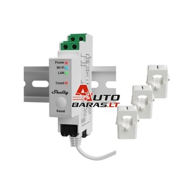 3 fazių elektros sąnaudų skaitiklis Shelly Pro 3EM (DIN, LAN, Wi-Fi, Bluetooth, 3x120A) 3 fazių elektros sąnaudų skaitiklis Shelly Pro 3EM (DIN, LAN, Wi-Fi, Bluetooth, 3x120A)