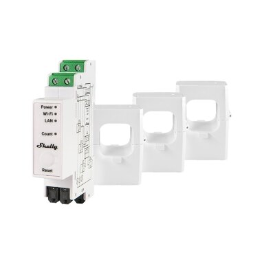 3 fazių elektros sąnaudų skaitiklis Shelly Pro 3EM (DIN, LAN, Wi-Fi, Bluetooth, 400A) 3 fazių elektros sąnaudų skaitiklis Shelly Pro 3EM (DIN, LAN, Wi-Fi, Bluetooth, 400A)