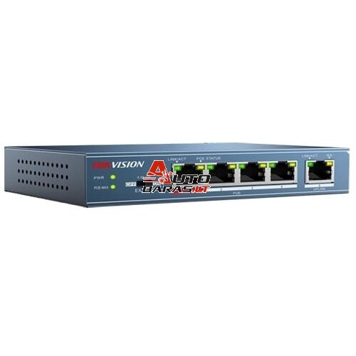 4 prievadų, 4 PoE komutatorius Hikvision DS-3E0105P-E