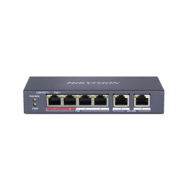 6 prievadų, 4 PoE prievadų komutatorius Hikvision DS-3E0106P-E/M 6 prievadų, 4 PoE prievadų komutatorius Hikvision DS-3E0106P-E/M