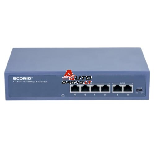 6 prievadų komutatorius Acorid CS1106P (4 PoE, 2 Uplink)