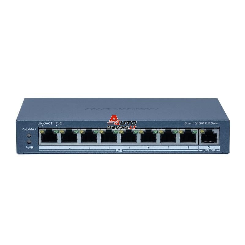 9 prievadų, 8 PoE prievadų komutatorius Hikvision DS-3E1309P-EI(B)