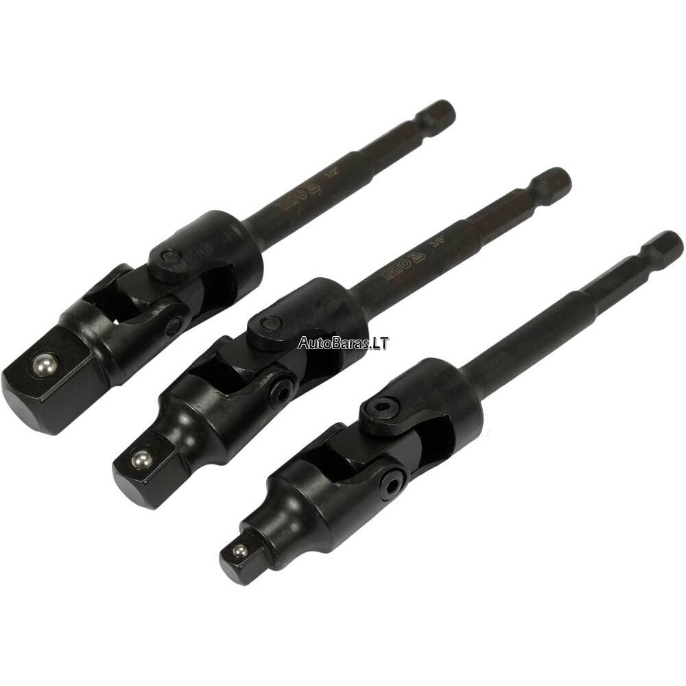 Adapterių suktuvui šarnyrinių rink. 1/4"+3/8"+1/2" (3vnt) 125mm 2