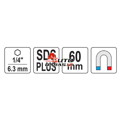 YATO Adapteris griebtuvui SDS+ - 1/4" (HEX) 3