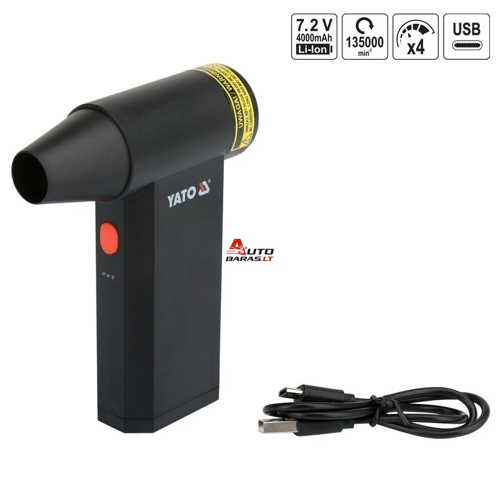 YATO Akumuliatorinis turbo pūstuvas mini 135000 RPM 7.2V LI-ION 8