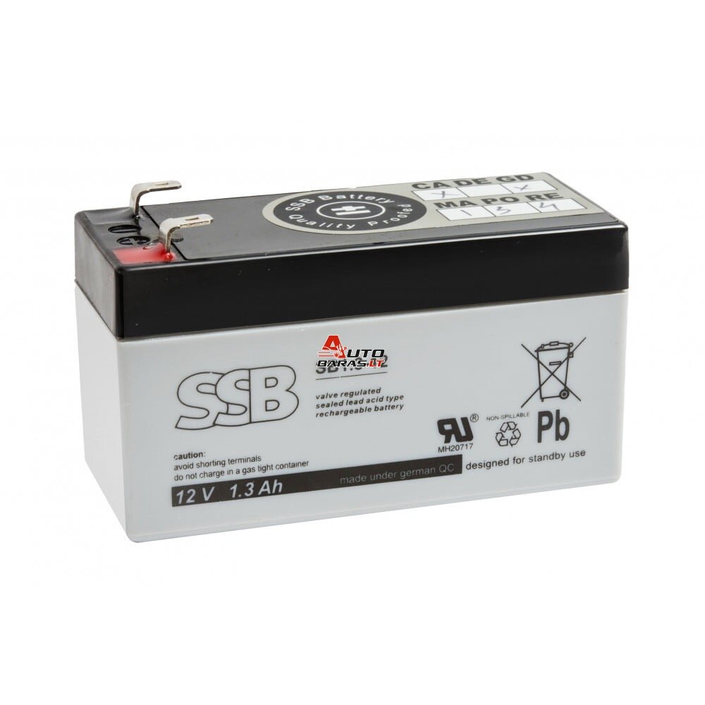 Akumuliatorius (AGM) SSB SB (1.3Ah, 12V, F1, VRLA)