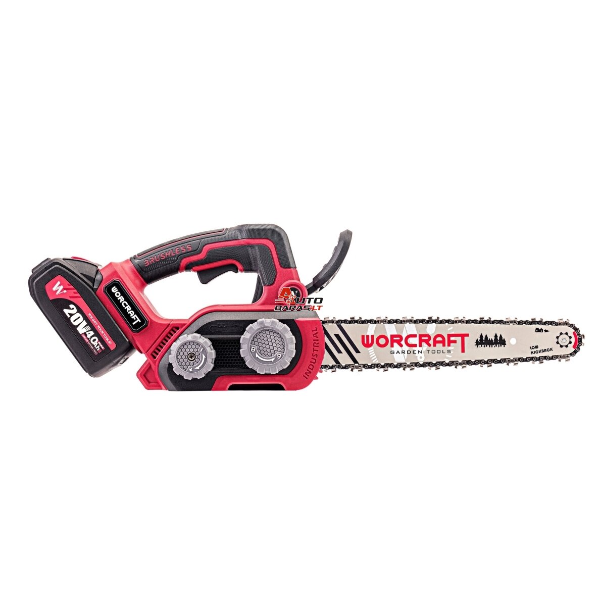 Akumuliatorinis grandininis pjūklas WORCRAFT 20V LI-ION (Be akumuliatoriaus ir kroviklio) 9