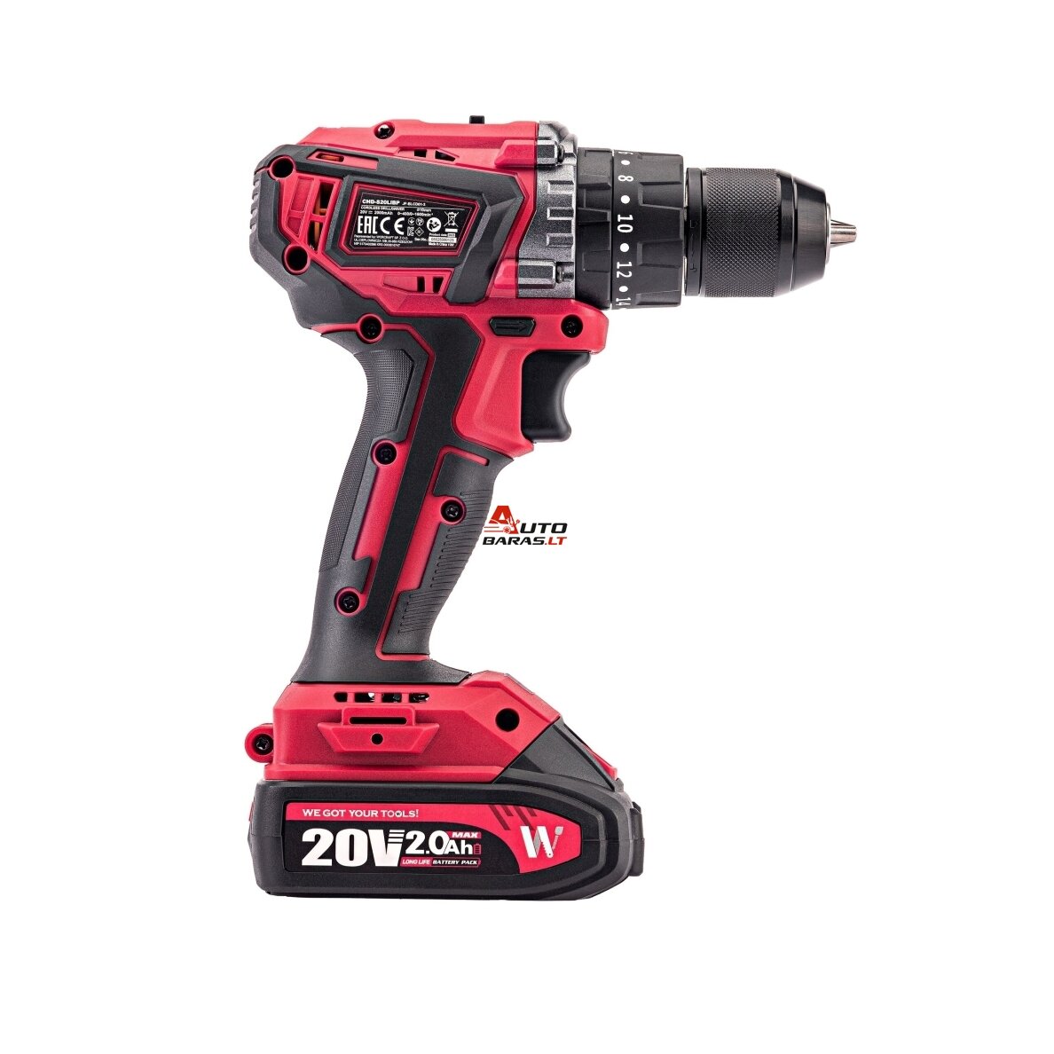 WORCRAFT Akumuliatorinis suktuvas-gręžtuvas 20V LI-ION, 2x2.0Ah (pl.dėž) CHD-S20LiB 7