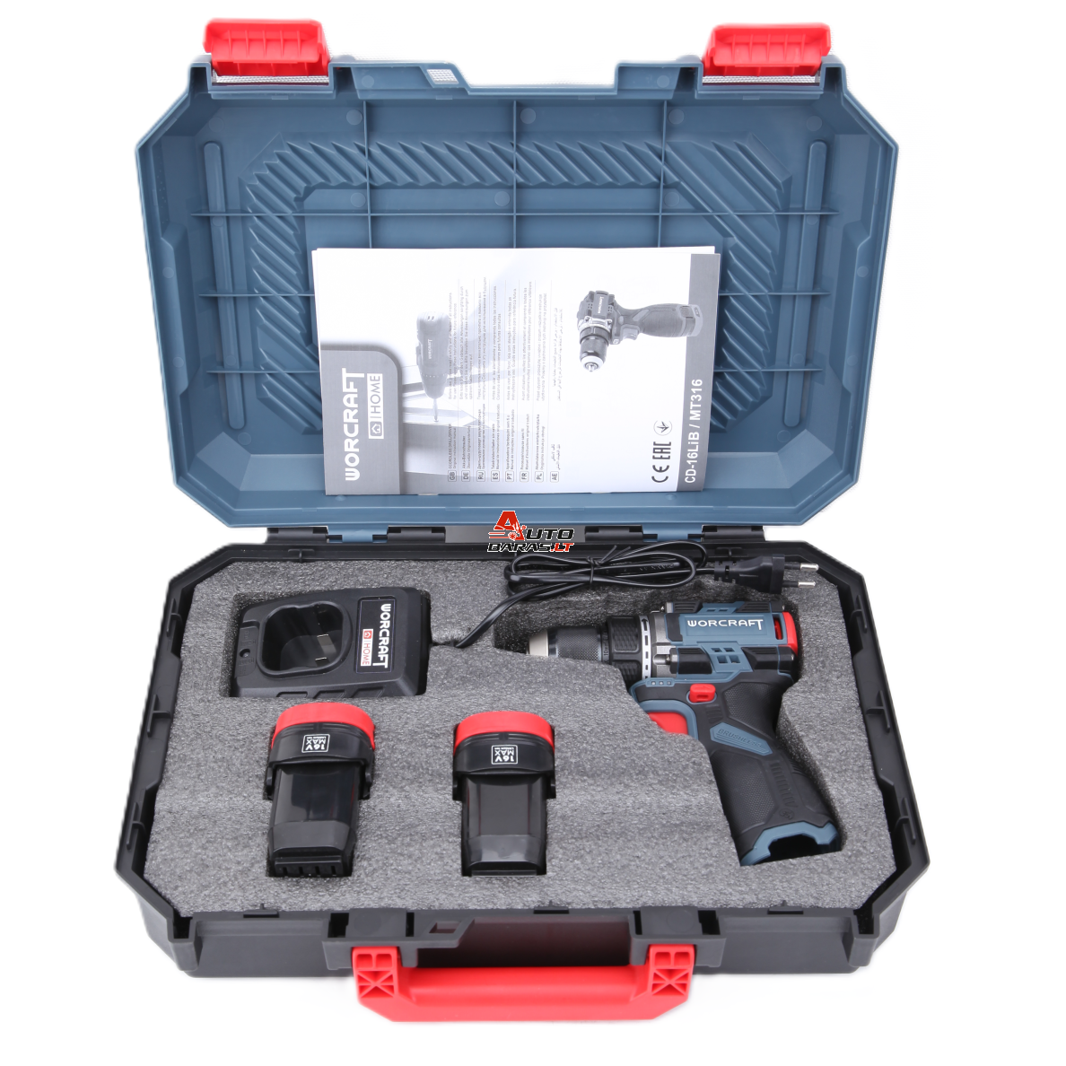 Akumuliatorinis suktuvas-gręžtuvas WORCRAFT su priedais 16.8V LI-ION (pl.dėž.) 5