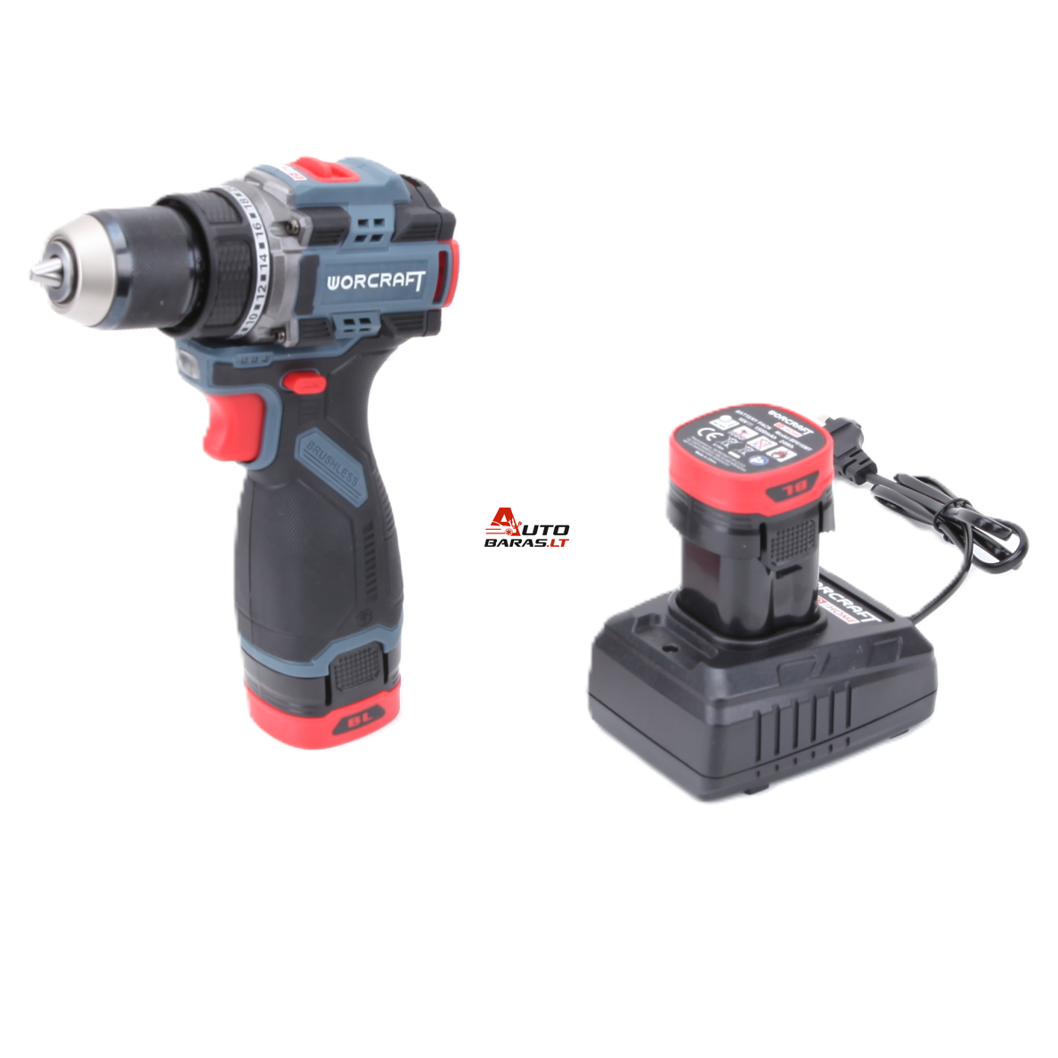 Akumuliatorinis suktuvas-gręžtuvas WORCRAFT su priedais 16.8V LI-ION (pl.dėž.) 3
