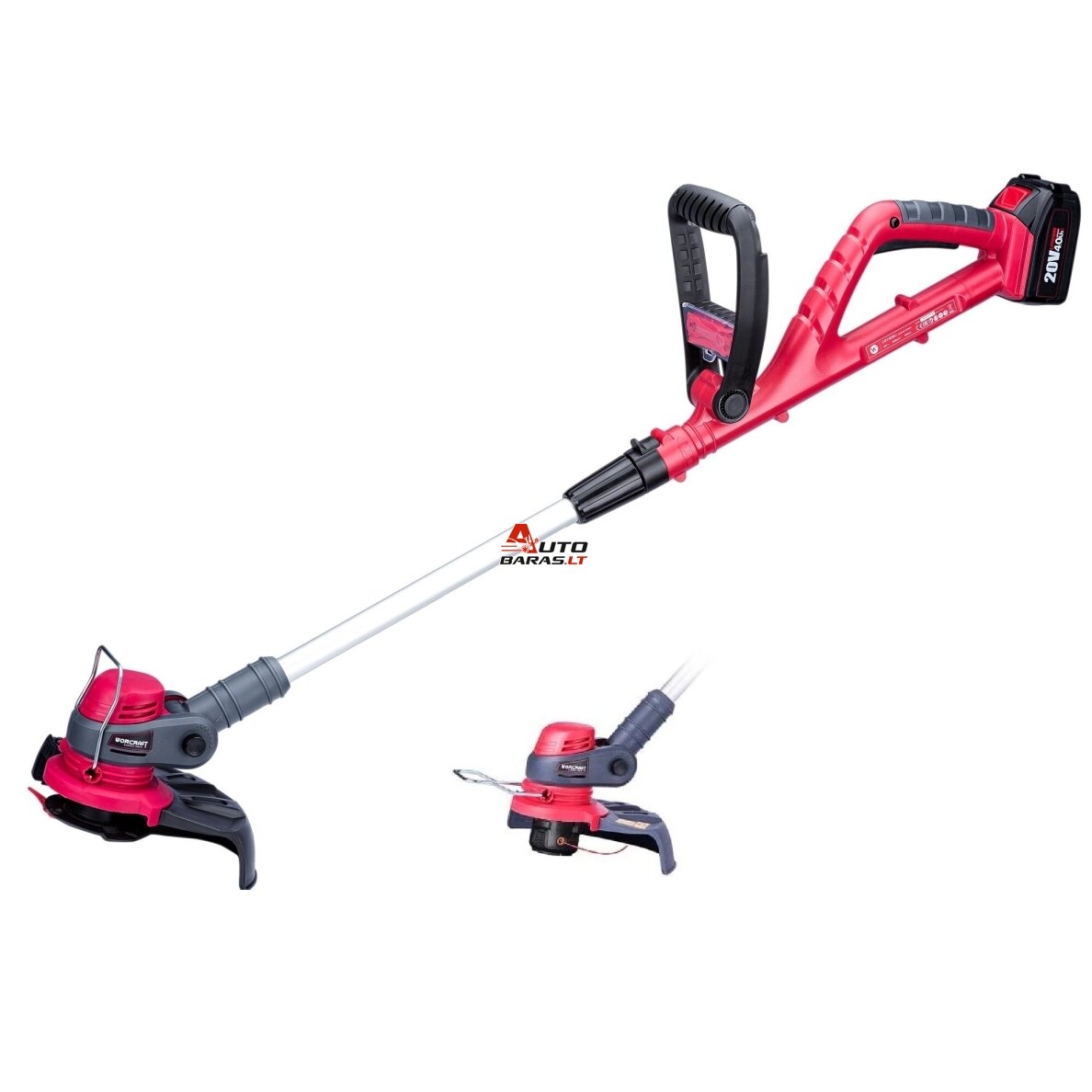 WORCRAFT Akumuliatorinis trimeris su priedais 20V LI-ION 4.0ah