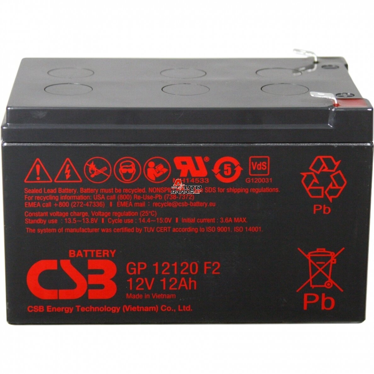 Akumuliatorius (AGM) CSB 12Ah 12V F2 VRLA (GP12120)