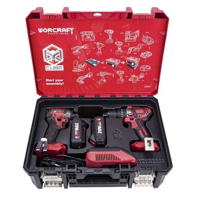 WORCRAFT Akumuliatorinio suktuvo-gręžtuvo ir smūginio suktuvo rinkinys 20V LI-ION (XCUBE dėžė) WORCRAFT Akumuliatorinio suktuvo-gręžtuvo ir smūginio suktuvo rinkinys 20V LI-ION (XCUBE dėžė)