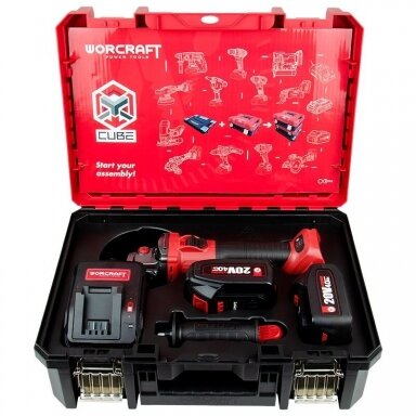 WORCRAFT Akumuliatorinis šlifuoklis kampinis 125mm 20V LI-ION (XCUBE dėžė) WORCRAFT Akumuliatorinis šlifuoklis kampinis 125mm 20V LI-ION (XCUBE dėžė)
