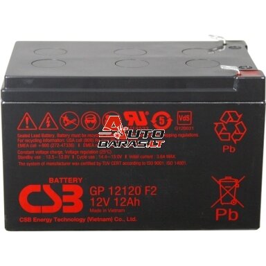 Akumuliatorius (AGM) CSB 12Ah 12V F2 VRLA (GP12120)
