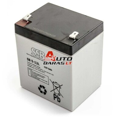 Akumuliatorius (AGM) SSB SB (5Ah, 12V, F2, VRLA) Akumuliatorius (AGM) SSB SB (5Ah, 12V, F2, VRLA)