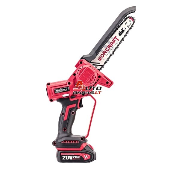 WORCRAFT Akumuliatorinis grandininis mini pjūklas 20V LI-ION 2.0Ah (pl.dėž.) 3