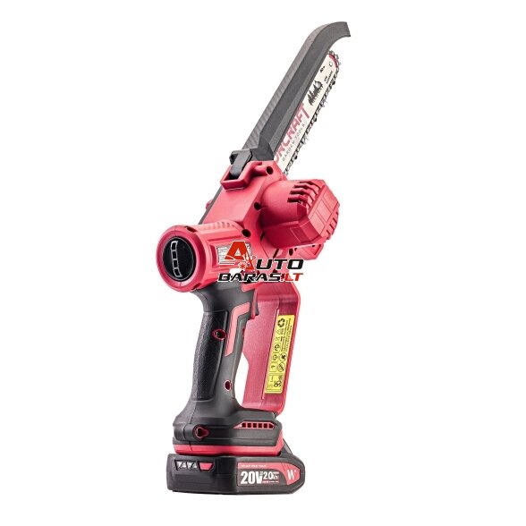 WORCRAFT Akumuliatorinis grandininis mini pjūklas 20V LI-ION 2.0Ah (pl.dėž.) 4