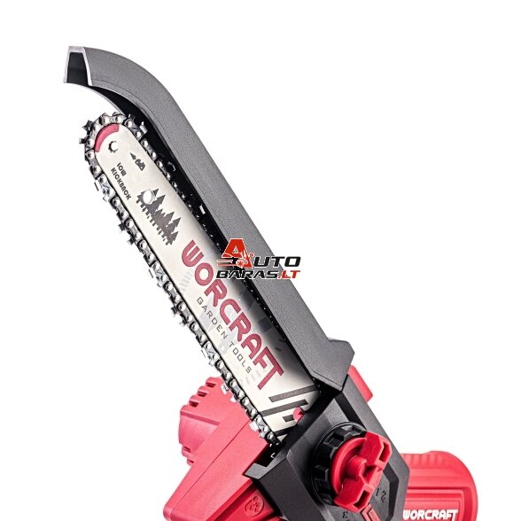 Akumuliatorinis grandininis mini pjūklas 8” su teleskop. prailg. WORCRAFT 20V LI-ION 9